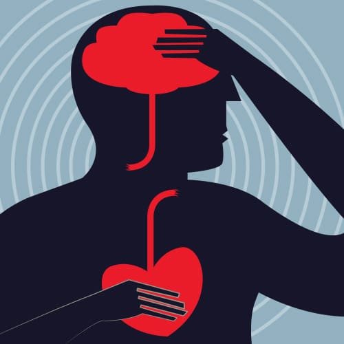 Illustration of how atrial fibrillation can lead to stroke